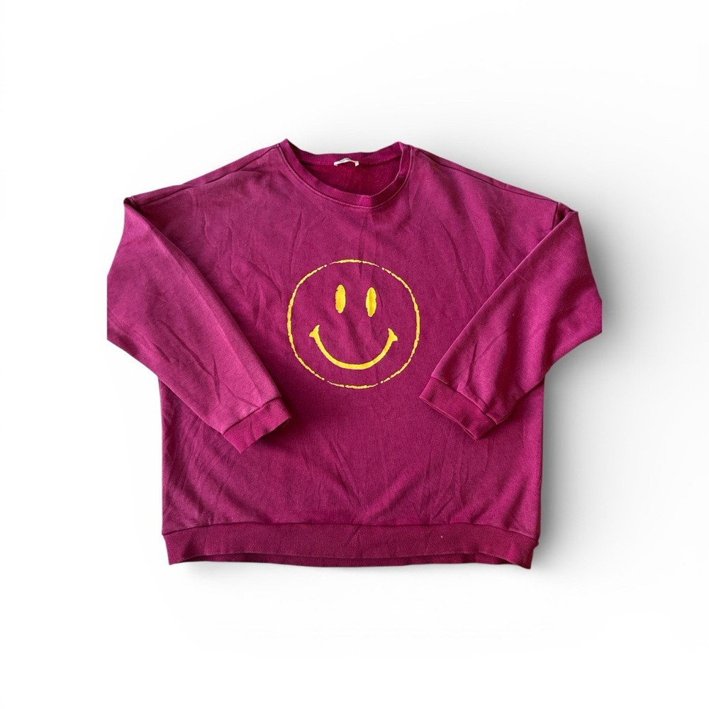 ODDY Magenta Sweatshirt with Yellow Smiley